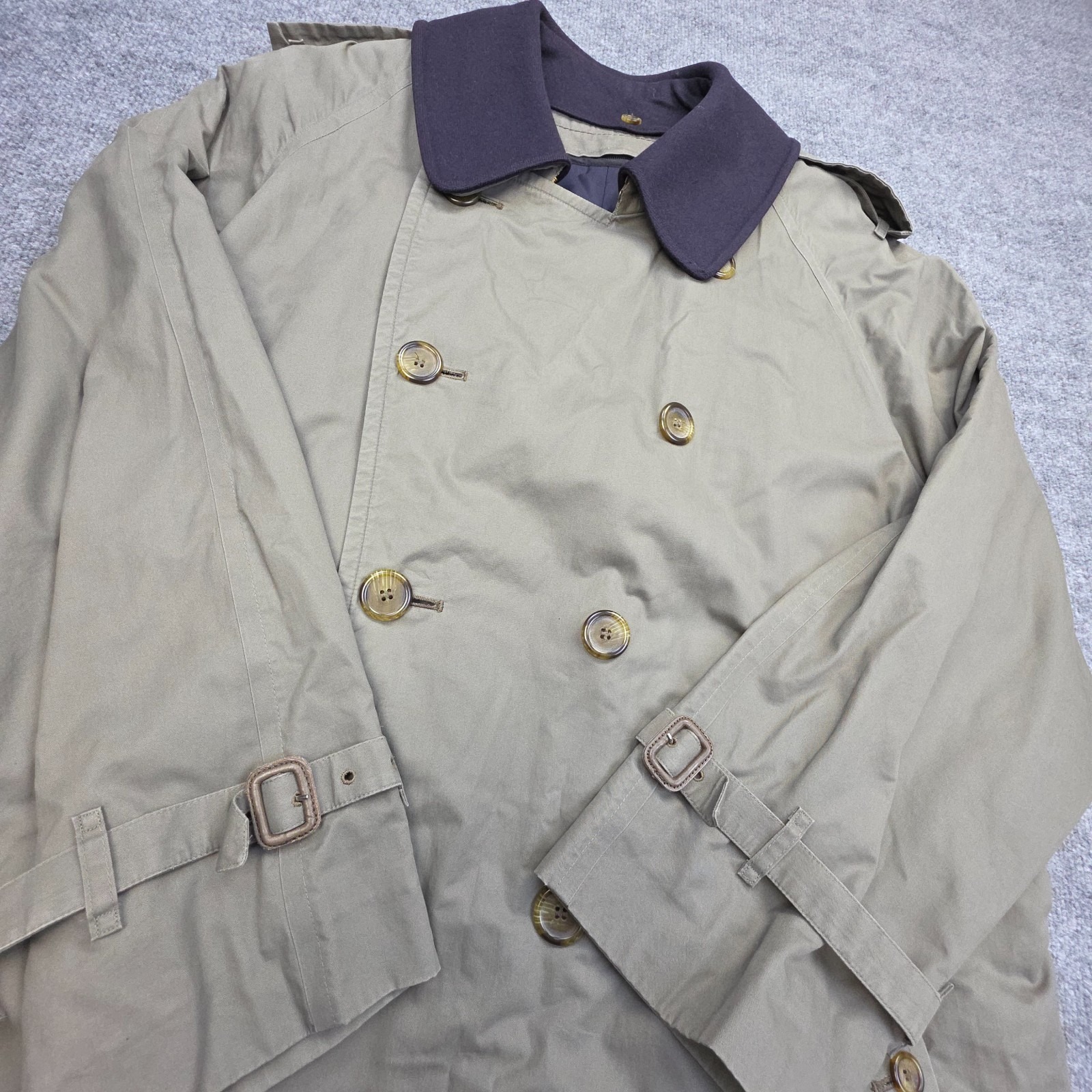 Burberrys' Trench Coat Men's 42 Long Green Double Breasted W/ Liner Belted